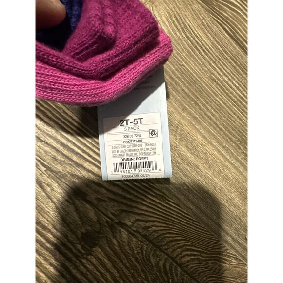 Toddler Mittens 3 Pack Cat & Jack Pink Magenta Purple 2T-5T Gloves. NWT. - Picture 3 of 4